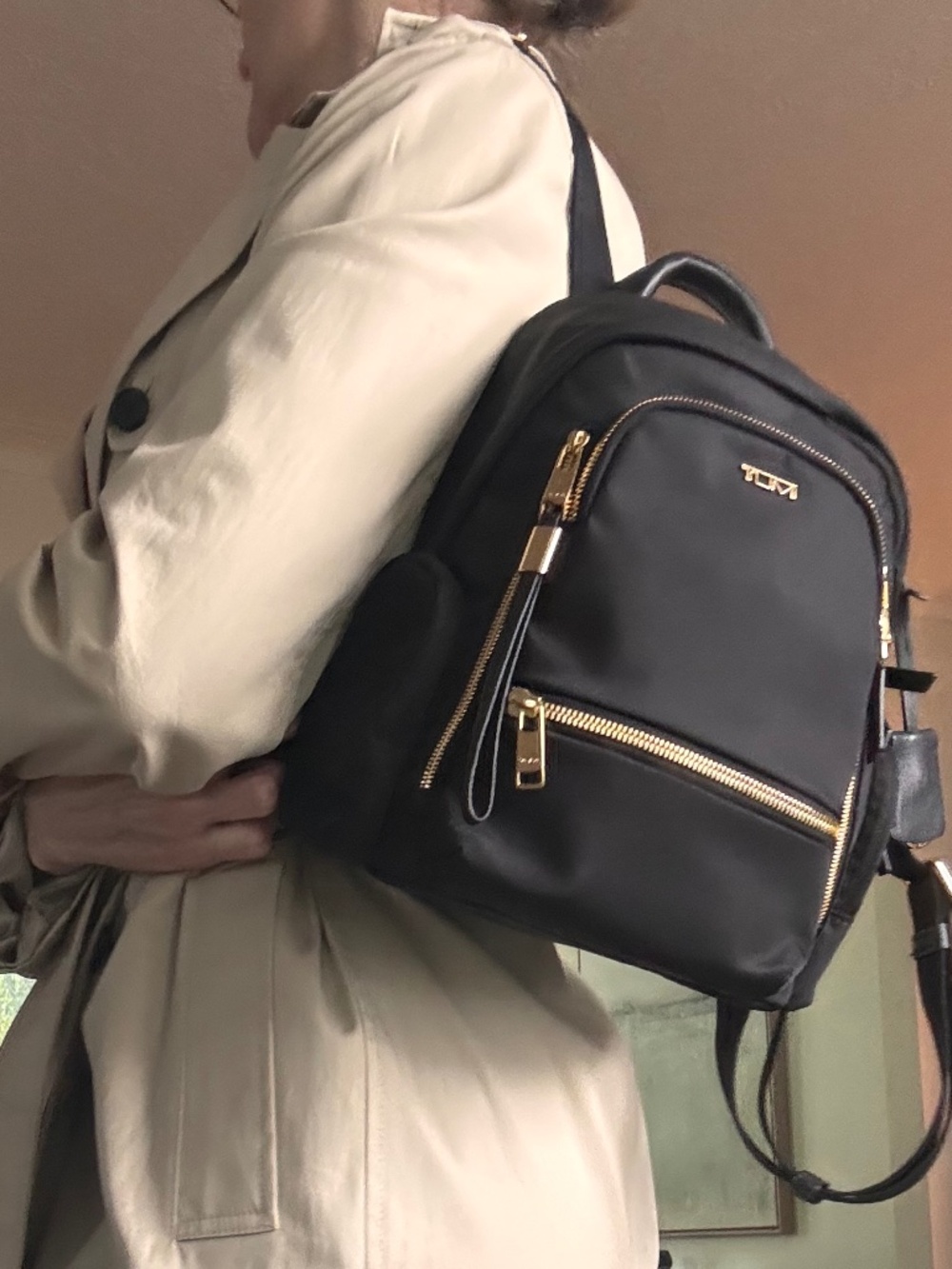 TUMI Voyageur Celina Small Black Backpack | Gold Hardware | Excellent Condition